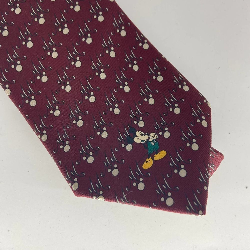 Balancine the tie works disney mickey paw print  silk red neck tie